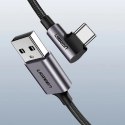 Kabel Ugreen US284 70255 USB-A (prosty) / USB-C (kątowy) 3A 3m - szary