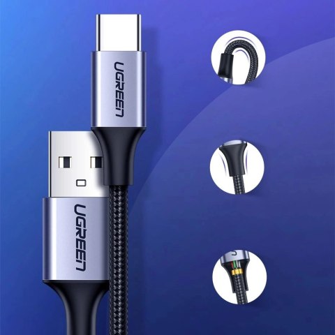 Kabel Ugreen US288 60127 USB-A / USB-C QC 3.0 3A 1.5m - szary Kabel Ugreen US288 60127 USB-A / USB-C QC 3.0 3A 1.5m - szary