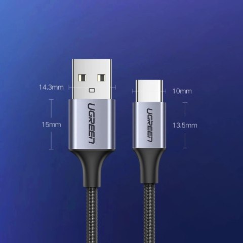 Kabel Ugreen US288 60127 USB-A / USB-C QC 3.0 3A 1.5m - szary Kabel Ugreen US288 60127 USB-A / USB-C QC 3.0 3A 1.5m - szary