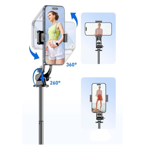 Selfie stick WC1Y2S teleskopowy tripod 1.3m ze stopu aluminium z uchwytem na telefon - czarny Selfie stick WC1Y2S teleskopowy tripod 1.3m ze stopu aluminium z uchwytem na telefon - czarny