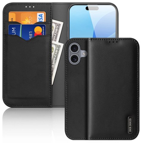 Etui Dux Ducis Hivo na iPhone 16 z klapką i ochroną RFID - czarne Etui Dux Ducis Hivo na iPhone 16 z klapką i ochroną RFID - czarne