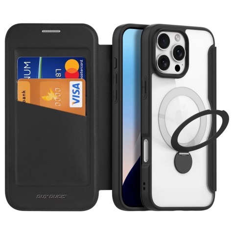 Etui Dux Ducis Skin X Pro na iPhone 16 Pro z MagSafe, klapką i podstawką - czarne Etui Dux Ducis Skin X Pro na iPhone 16 Pro z MagSafe, klapką i podstawką - czarne