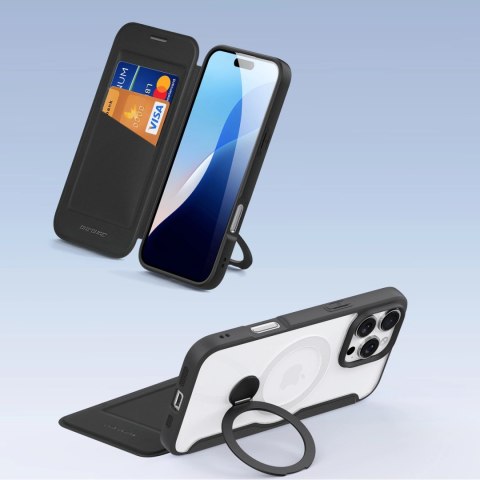 Etui Dux Ducis Skin X Pro na iPhone 16 Pro z MagSafe, klapką i podstawką - czarne Etui Dux Ducis Skin X Pro na iPhone 16 Pro z MagSafe, klapką i podstawką - czarne