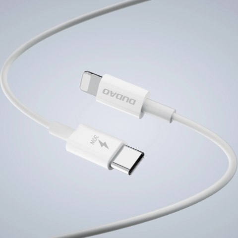 Ładowarka sieciowa GaN Dudao A30EUL 30W USB-A / USB-C + kabel USB-C - Lightning - biała Ładowarka sieciowa GaN Dudao A30EUL 30W USB-A / USB-C + kabel USB-C - Lightning - biała