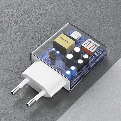 Ładowarka sieciowa GaN Dudao A30EUT 30W USB-A / USB-C + kabel USB-C - USB-C - biała Ładowarka sieciowa GaN Dudao A30EUT 30W USB-A / USB-C + kabel USB-C - USB-C - biała