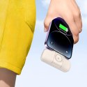 Mini powerbank Wozinsky WF16-YCS 5000mAh 15W USB-C z wbudowanym kablem USB-C i ładowarką do Apple Watch - beżowy