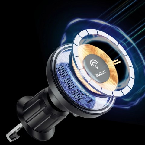 Uchwyt magnetyczny z ładowarką indukcyjną MagSafe na kokpit/kratkę nawiewu 15W Dudao F12MAX+ - czarna Uchwyt magnetyczny z ładowarką indukcyjną MagSafe na kokpit/kratkę nawiewu 15W Dudao F12MAX+ - czarna