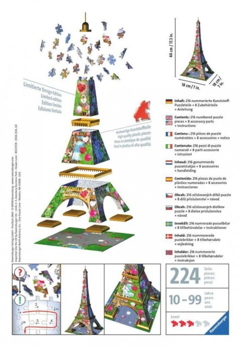 Puzzle 216 elementów 3D Wieża Eiffla Love Edition Puzzle 216 elementów 3D Wieża Eiffla Love Edition