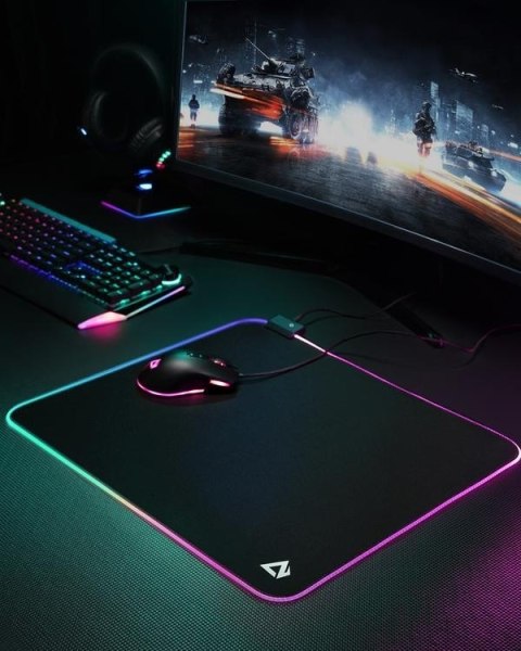 KM-P8 RGB M gamingowa podkładka pod mysz | 450x400x4mm | wodoodporna | gumowany spód | 11 efektów świetlnych KM-P8 RGB M gamingowa podkładka pod mysz | 450x400x4mm | wodoodporna | gumowany spód | 11 efektów świetlnych