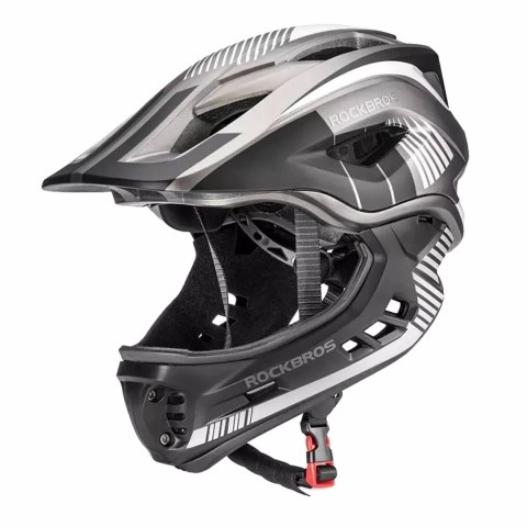 Kask rowerowy Rockbros TT-32SBTG-L dziecięcy z odpinaną szczęką rozmiar L - szary Kask rowerowy Rockbros TT-32SBTG-L dziecięcy z odpinaną szczęką rozmiar L - szary
