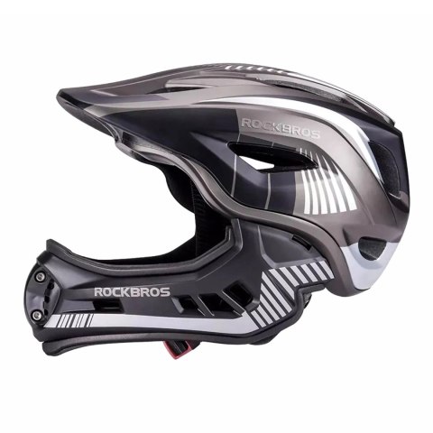 Kask rowerowy Rockbros TT-32SBTG-L dziecięcy z odpinaną szczęką rozmiar L - szary Kask rowerowy Rockbros TT-32SBTG-L dziecięcy z odpinaną szczęką rozmiar L - szary