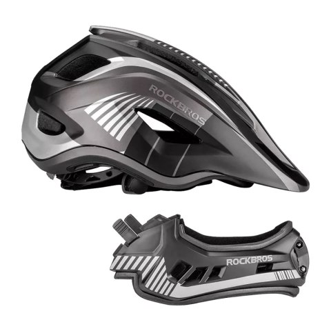 Kask rowerowy Rockbros TT-32SBTG-L dziecięcy z odpinaną szczęką rozmiar L - szary Kask rowerowy Rockbros TT-32SBTG-L dziecięcy z odpinaną szczęką rozmiar L - szary