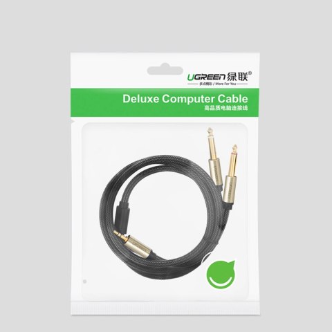 Ugreen kabel przewód audio mini jack 3,5 mm - 2 x jack 6,35mm 2m szary (AV126) Ugreen kabel przewód audio mini jack 3,5 mm - 2 x jack 6,35mm 2m szary (AV126)