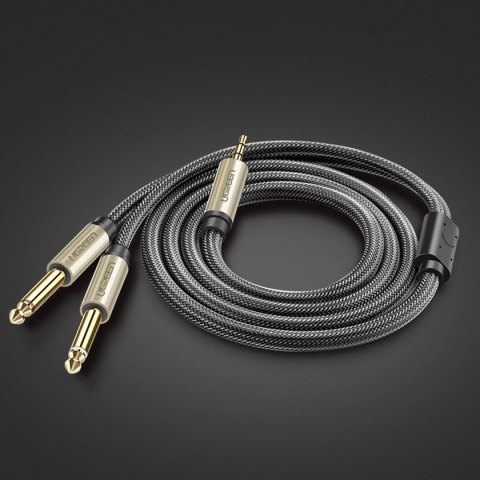 Ugreen kabel przewód audio mini jack 3,5 mm - 2 x jack 6,35mm 2m szary (AV126) Ugreen kabel przewód audio mini jack 3,5 mm - 2 x jack 6,35mm 2m szary (AV126)