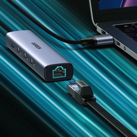 Ugreen wielofunkcyjny adapter HUB USB 3.0 - 3 x USB / Ethernet RJ-45 / USB Typ C PD szary (CM475) Ugreen wielofunkcyjny adapter HUB USB 3.0 - 3 x USB / Ethernet RJ-45 / USB Typ C PD szary (CM475)
