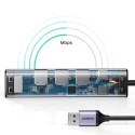 Ugreen wielofunkcyjny adapter HUB USB 3.0 - 3 x USB / Ethernet RJ-45 / USB Typ C PD szary (CM475)