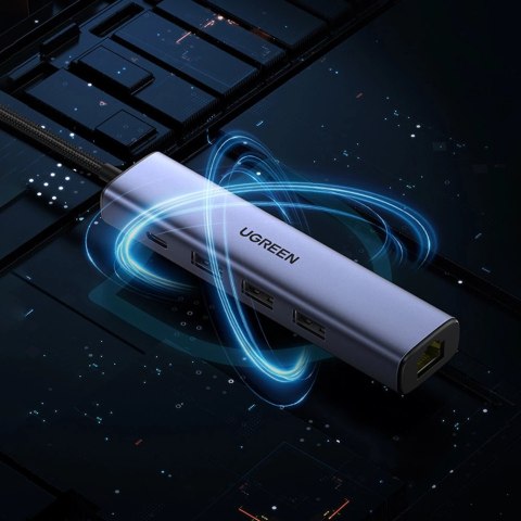 Ugreen wielofunkcyjny adapter HUB USB 3.0 - 3 x USB / Ethernet RJ-45 / USB Typ C PD szary (CM475) Ugreen wielofunkcyjny adapter HUB USB 3.0 - 3 x USB / Ethernet RJ-45 / USB Typ C PD szary (CM475)