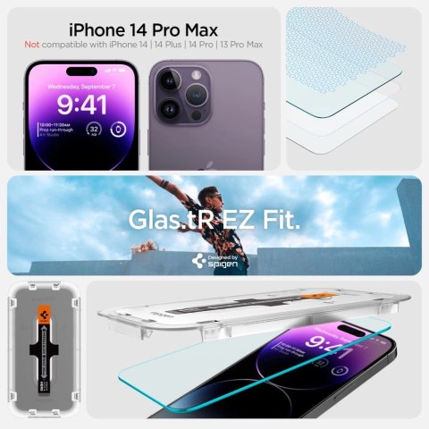 Szkło hartowane Spigen Glas.tR EZ Fit na iPhone 14 Pro Max - 2 szt. Szkło hartowane Spigen Glas.tR EZ Fit na iPhone 14 Pro Max - 2 szt.