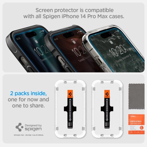 Szkło hartowane Spigen Glas.tR EZ Fit na iPhone 14 Pro Max - 2 szt. Szkło hartowane Spigen Glas.tR EZ Fit na iPhone 14 Pro Max - 2 szt.