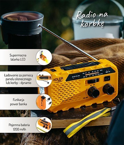 Radio solarne z korbką ręczną AD1197 Radio solarne z korbką ręczną AD1197