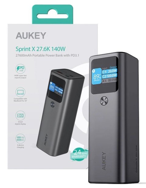 PB-Y45 Sprint X Power Bank | 27600 mAh | 140W | 3xUSB | PD 3.1 | PPS | 28V | Smart Digital Display PB-Y45 Sprint X Power Bank | 27600 mAh | 140W | 3xUSB | PD 3.1 | PPS | 28V | Smart Digital Display