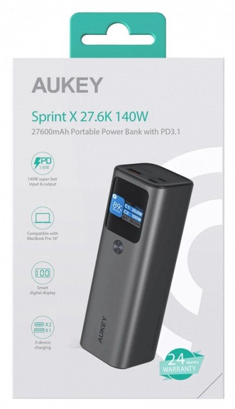 PB-Y45 Sprint X Power Bank | 27600 mAh | 140W | 3xUSB | PD 3.1 | PPS | 28V | Smart Digital Display PB-Y45 Sprint X Power Bank | 27600 mAh | 140W | 3xUSB | PD 3.1 | PPS | 28V | Smart Digital Display