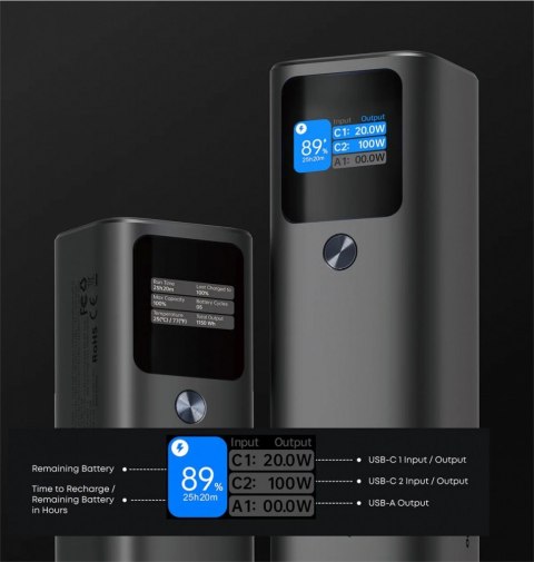 PB-Y45 Sprint X Power Bank | 27600 mAh | 140W | 3xUSB | PD 3.1 | PPS | 28V | Smart Digital Display PB-Y45 Sprint X Power Bank | 27600 mAh | 140W | 3xUSB | PD 3.1 | PPS | 28V | Smart Digital Display