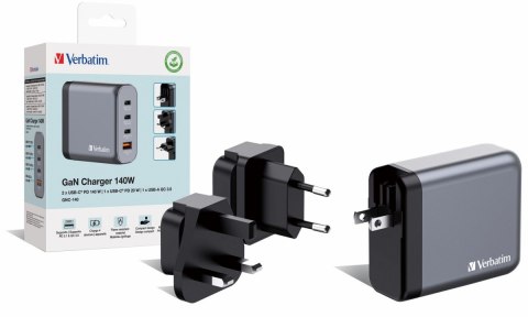 Ładowarka GNC-140 32203 GaN 140W, PD 3.1, QC 3.0 3x USB-C, 1x USB-A, UE / UK Ładowarka GNC-140 32203 GaN 140W, PD 3.1, QC 3.0 3x USB-C, 1x USB-A, UE / UK