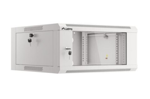 Szafa instalacyjna rack wisząca 19 cali 4U 600 szara drzwi szkalne (złożona)