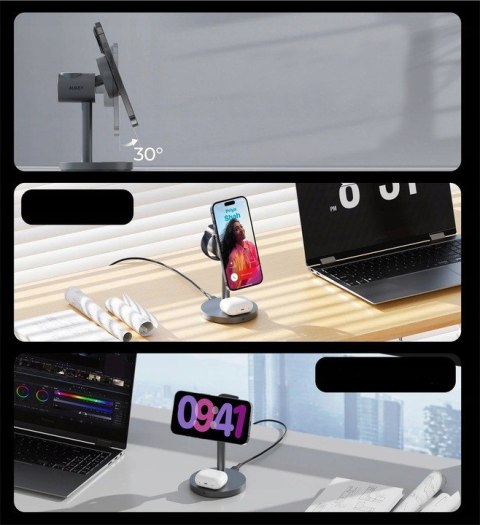 Ładowarka bezprzewodowa MagSafe LC-MC311 3w1 Qi2 15W + ładowarka PD 30W Ładowarka bezprzewodowa MagSafe LC-MC311 3w1 Qi2 15W + ładowarka PD 30W