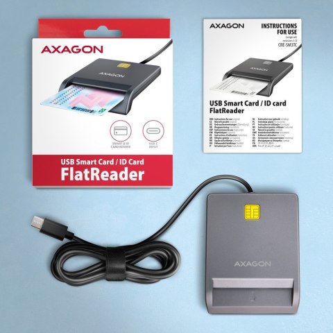 Czytnik kart identyfikacyjnych CRE-SM3TC USB-C, 1.2m kabel Czytnik kart identyfikacyjnych CRE-SM3TC USB-C, 1.2m kabel