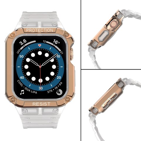 Protect Strap Band opaska z etui do Apple Watch 7 / 6 / 5 / 4 / 3 / 2 / SE (45 / 44 / 42mm) obudowa pancerny pokrowiec na zegare Protect Strap Band opaska z etui do Apple Watch 7 / 6 / 5 / 4 / 3 / 2 / SE (45 / 44 / 42mm) obudowa pancerny pokrowiec na zegare