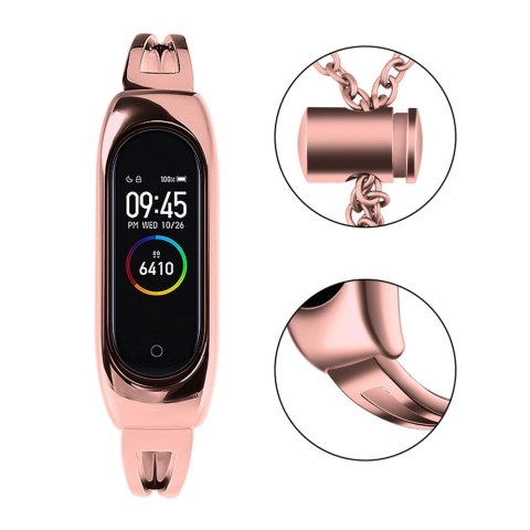 Zamienna metalowa opaska bransoleta łańcuszek pasek do Xiaomi Mi Band 6 / 5 / 4 / 3 różowy Zamienna metalowa opaska bransoleta łańcuszek pasek do Xiaomi Mi Band 6 / 5 / 4 / 3 różowy