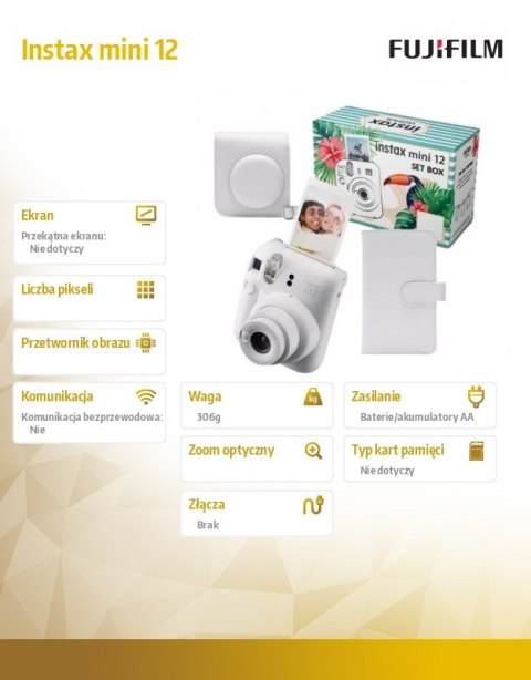 Aparat Instax mini 12 BIG BUNDLE (aparat + etui + album) biały Aparat Instax mini 12 BIG BUNDLE (aparat + etui + album) biały