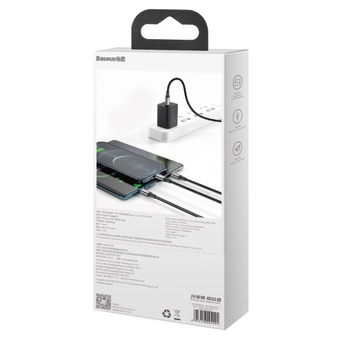 Kabel Baseus Rapid Series 3w1 USB-C - USB-C / Lightning / micro USB 20W PD 1.5m - czarny Kabel Baseus Rapid Series 3w1 USB-C - USB-C / Lightning / micro USB 20W PD 1.5m - czarny