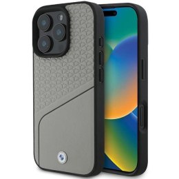 Etui BMW Sign Leather Textured and Line MagSafe na iPhone 16 Pro - szare
