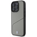 Etui BMW Sign Leather Textured and Line MagSafe na iPhone 16 Pro - szare