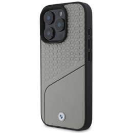 Etui BMW Sign Leather Textured and Line MagSafe na iPhone 16 Pro - szare