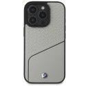 Etui BMW Sign Leather Textured and Line MagSafe na iPhone 16 Pro - szare