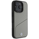 Etui BMW Sign Leather Textured and Line MagSafe na iPhone 16 Pro - szare
