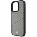 Etui BMW Sign Leather Textured and Line MagSafe na iPhone 16 Pro - szare