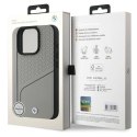 Etui BMW Sign Leather Textured and Line MagSafe na iPhone 16 Pro - szare