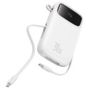 Powerbank Baseus QPow 2 30W 10000mAh z wbudowanymi kablami USB-C - biały
