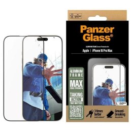 Szkło hartowane PanzerGlass Screen Protector Aluminum Frame Ultra-Wide Fit z aluminiową ramką na iPhone 16 Pro Max
