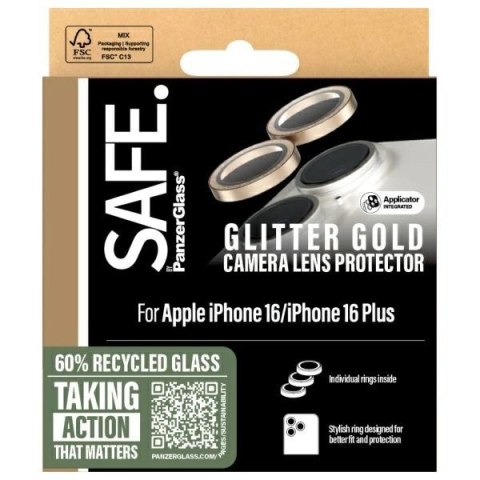 Szkło hartowane SAFE by PanzerGlass na aparat do iPhone 16 / 16 Plus - złote Szkło hartowane SAFE by PanzerGlass na aparat do iPhone 16 / 16 Plus - złote