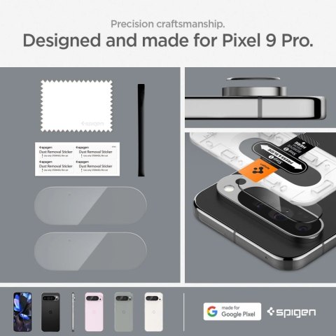 Szkło hartowane na aparat Spigen Optik.tR Ez Fit na Google Pixel 9 Pro (2-pak) Szkło hartowane na aparat Spigen Optik.tR Ez Fit na Google Pixel 9 Pro (2-pak)