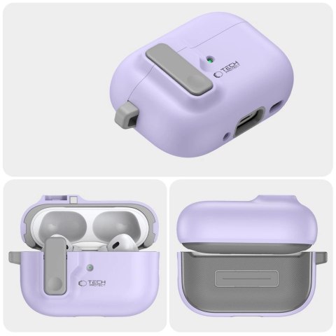 Etui Tech-Protect Slim Hook z karabińczykiem na Apple AirPods Pro 1 / 2 - fioletowe Etui Tech-Protect Slim Hook z karabińczykiem na Apple AirPods Pro 1 / 2 - fioletowe
