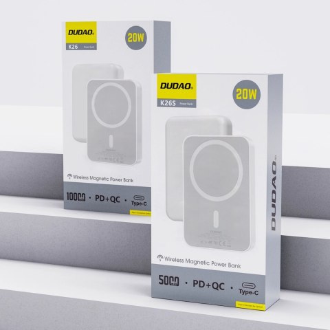 Powerbank Dudao K26S 5000mAh 20W USB-A / USB-C / MagSafe - biały Powerbank Dudao K26S 5000mAh 20W USB-A / USB-C / MagSafe - biały