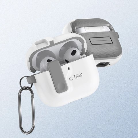 Etui Tech-Protect Slim Hook na AirPods 4 - białe Etui Tech-Protect Slim Hook na AirPods 4 - białe