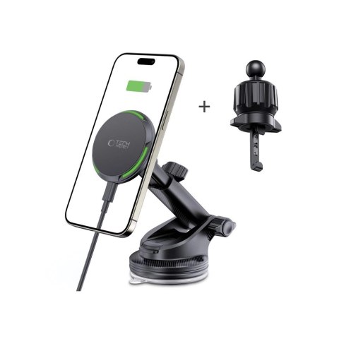 Uchwyt samochodowy Tech-Protect MM15W-V7 QI2 z ładowarką indukcyjną - czarny Uchwyt samochodowy Tech-Protect MM15W-V7 QI2 z ładowarką indukcyjną - czarny